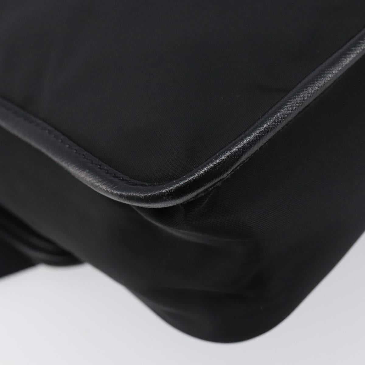 PRADA Shoulder Bag Nylon Black Silver Auth 208041A