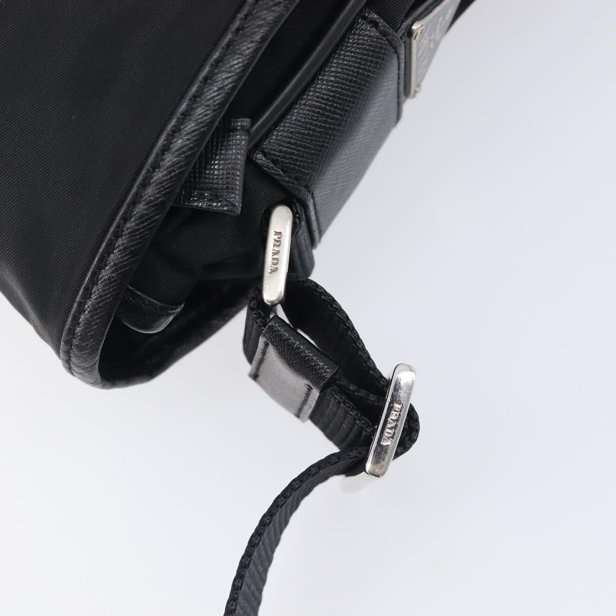 PRADA Shoulder Bag Nylon Black Silver Auth 208041A