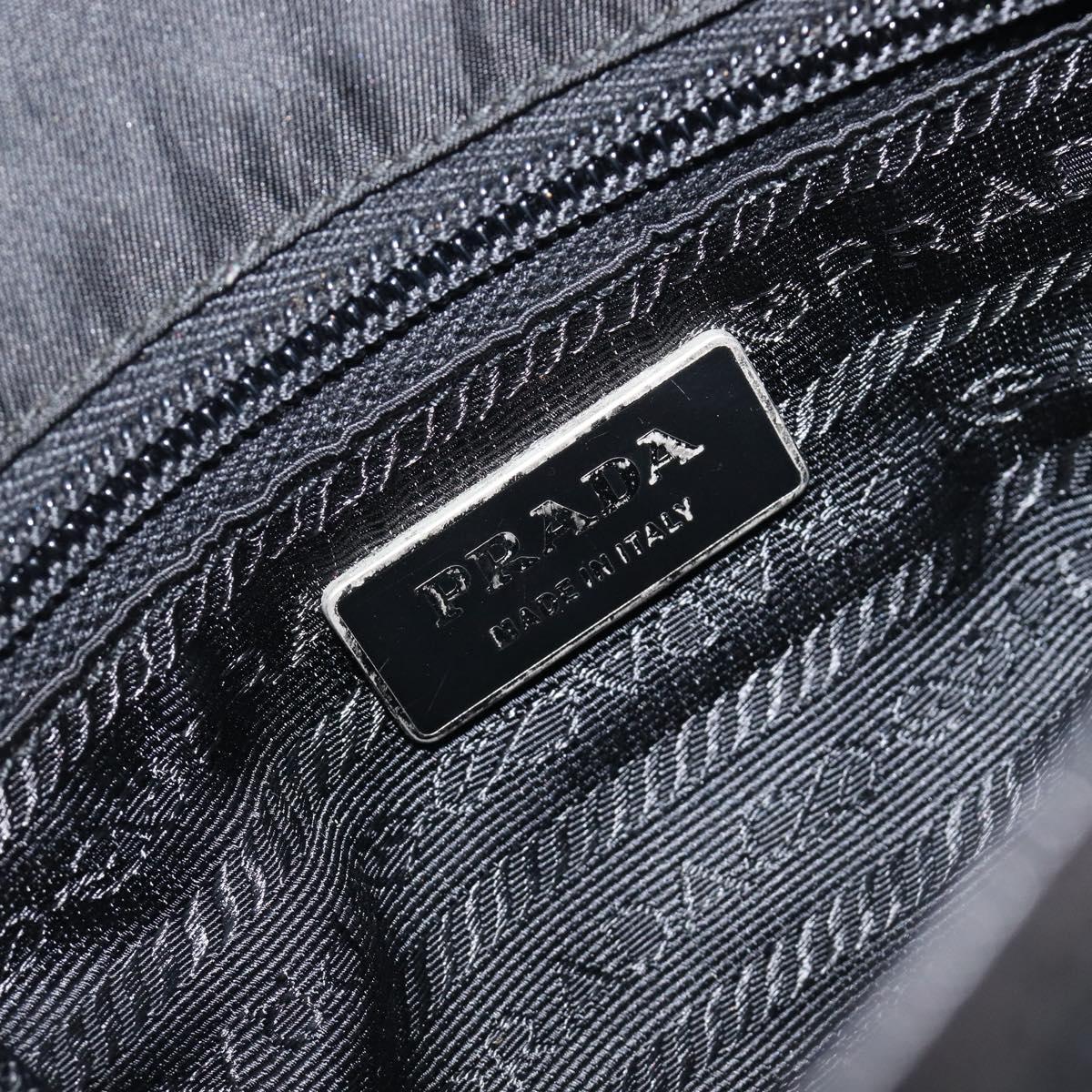 PRADA Shoulder Bag Nylon Black Silver Auth 208041A