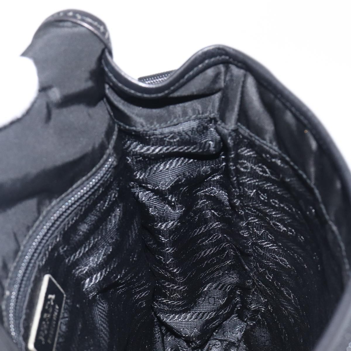 PRADA Shoulder Bag Nylon Black Silver Auth 208041A
