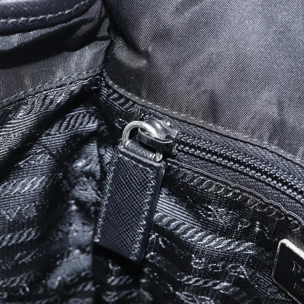 PRADA Shoulder Bag Nylon Black Silver Auth 208041A