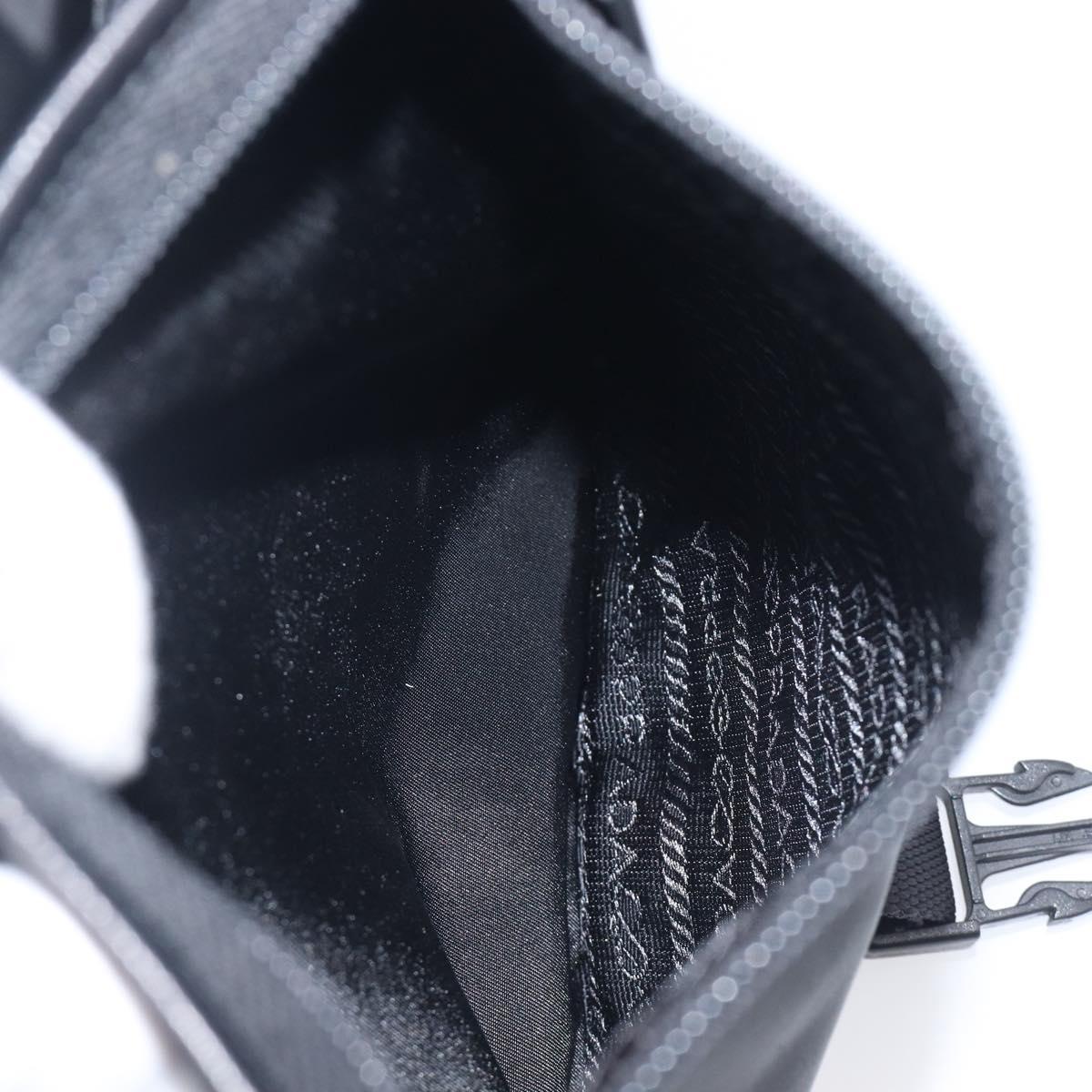 PRADA Shoulder Bag Nylon Black Silver Auth 208041A