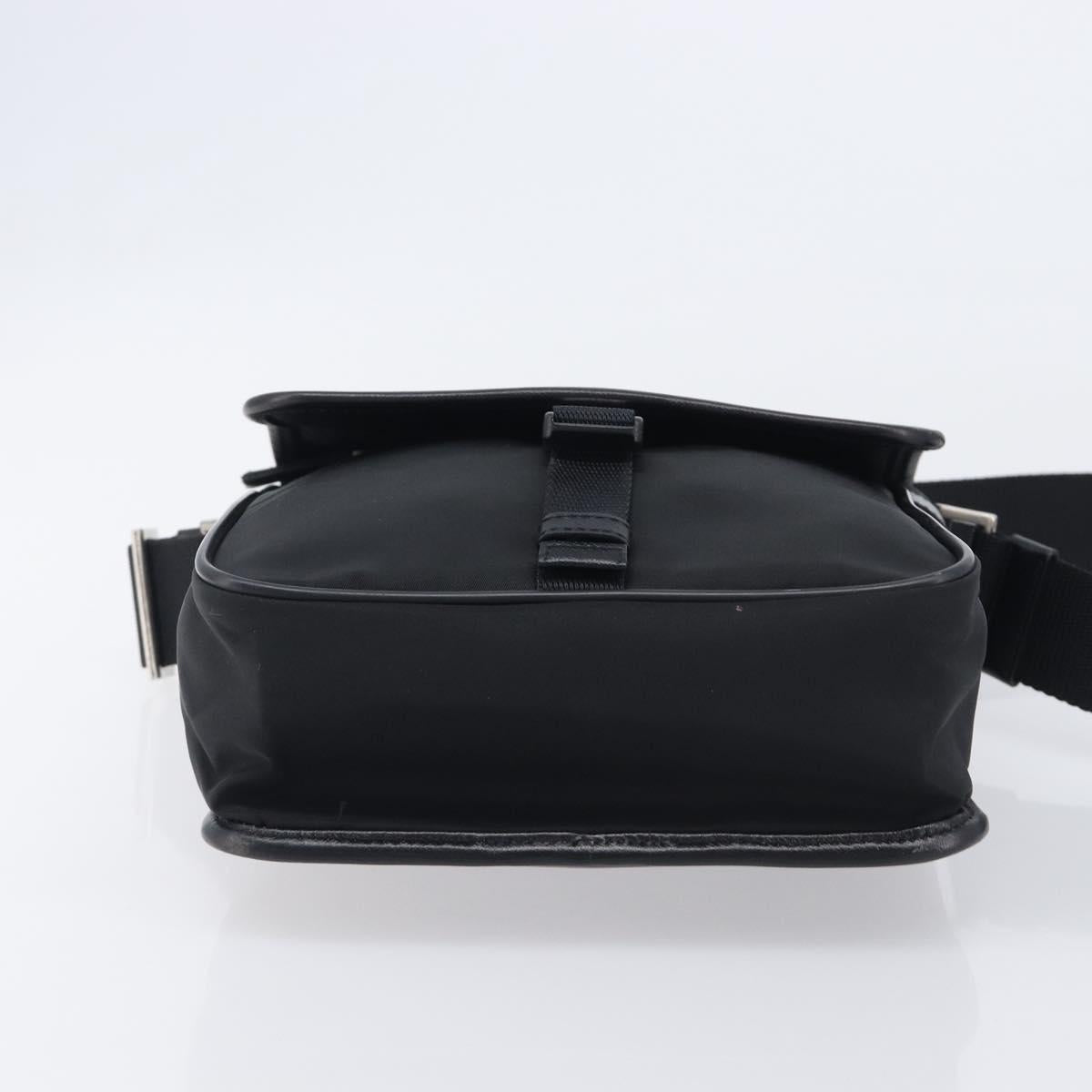 PRADA Shoulder Bag Nylon Black Silver Auth 208041A