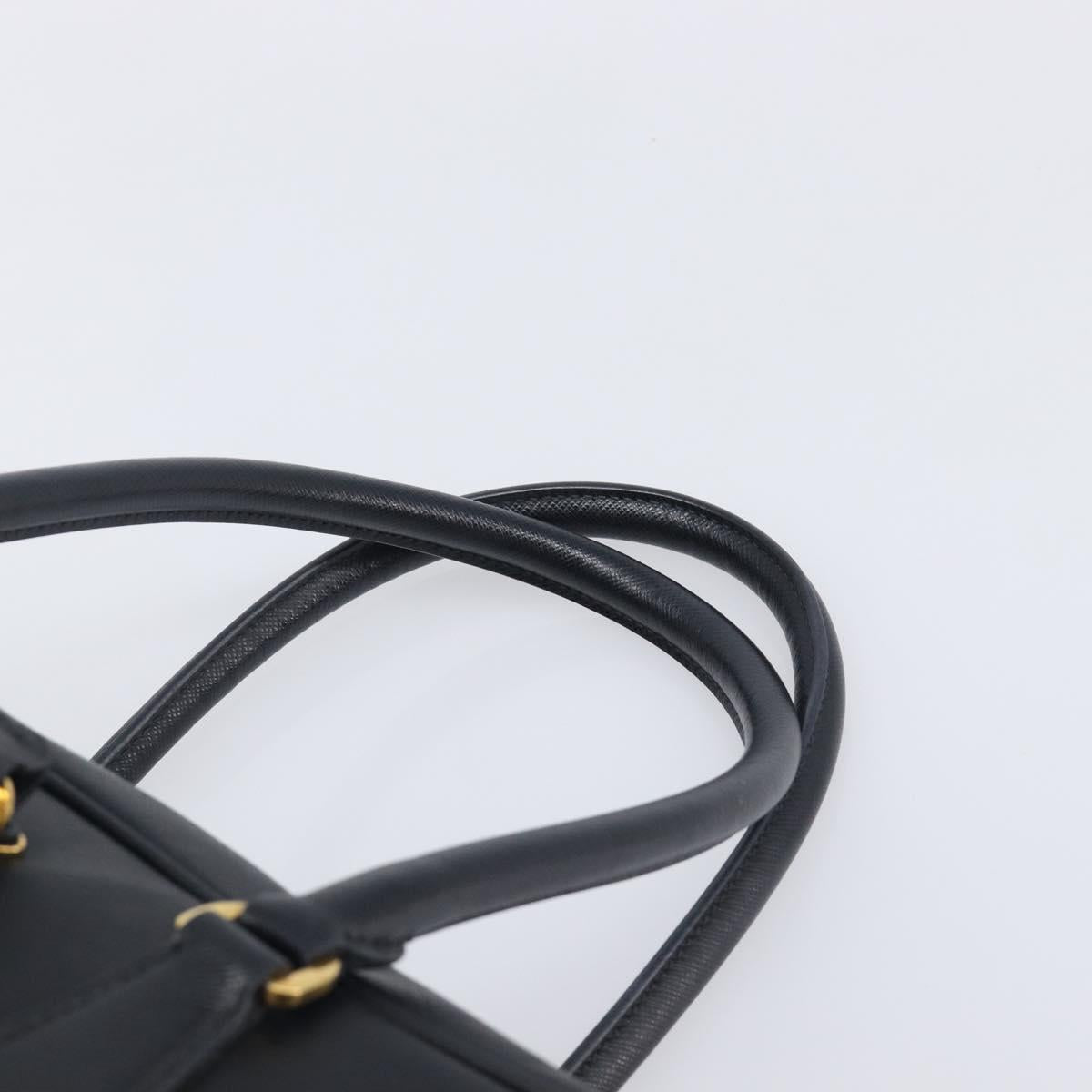 PRADA Hand Bag Saffiano leather Black Gold Auth 208042A
