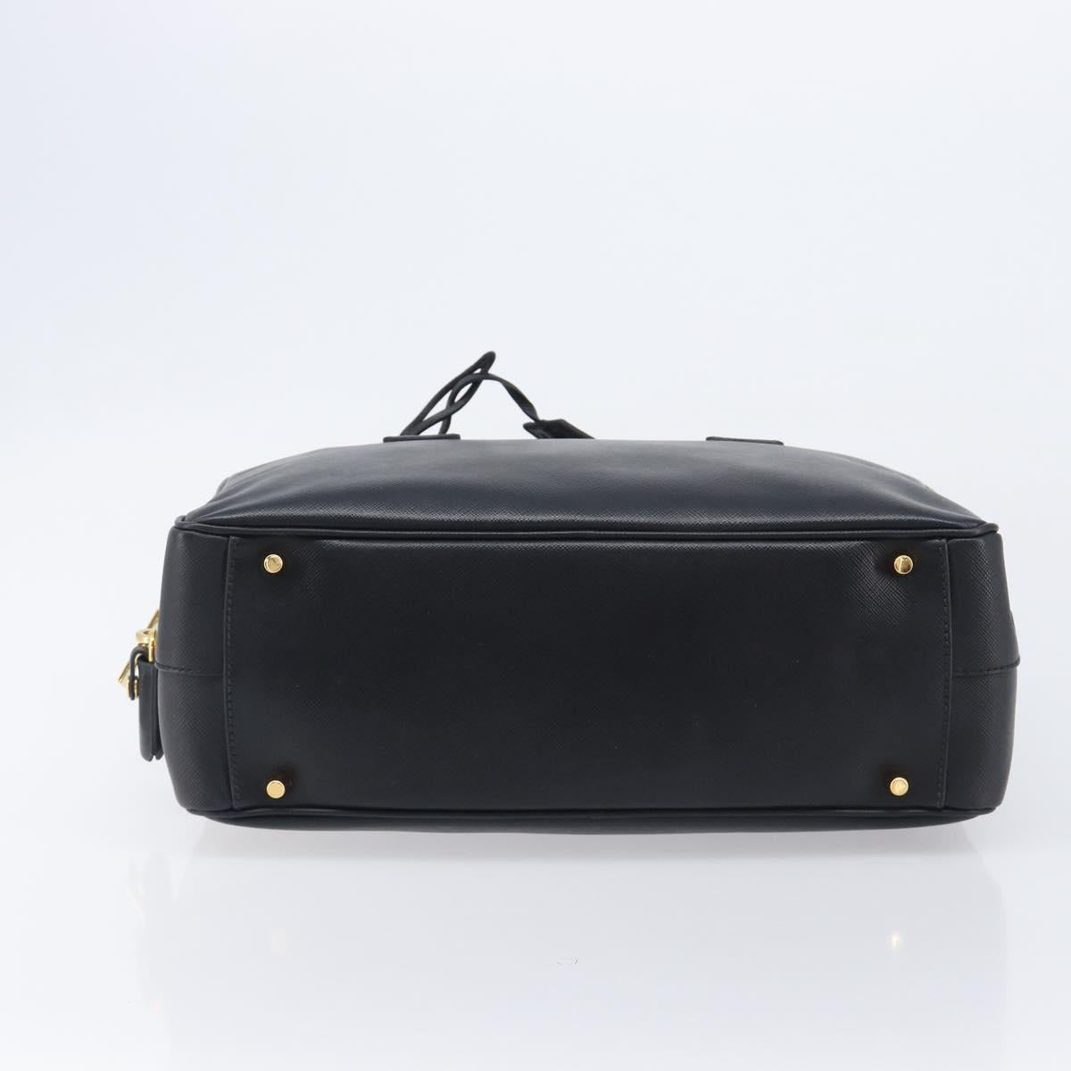 PRADA Hand Bag Saffiano leather Black Gold Auth 208042A