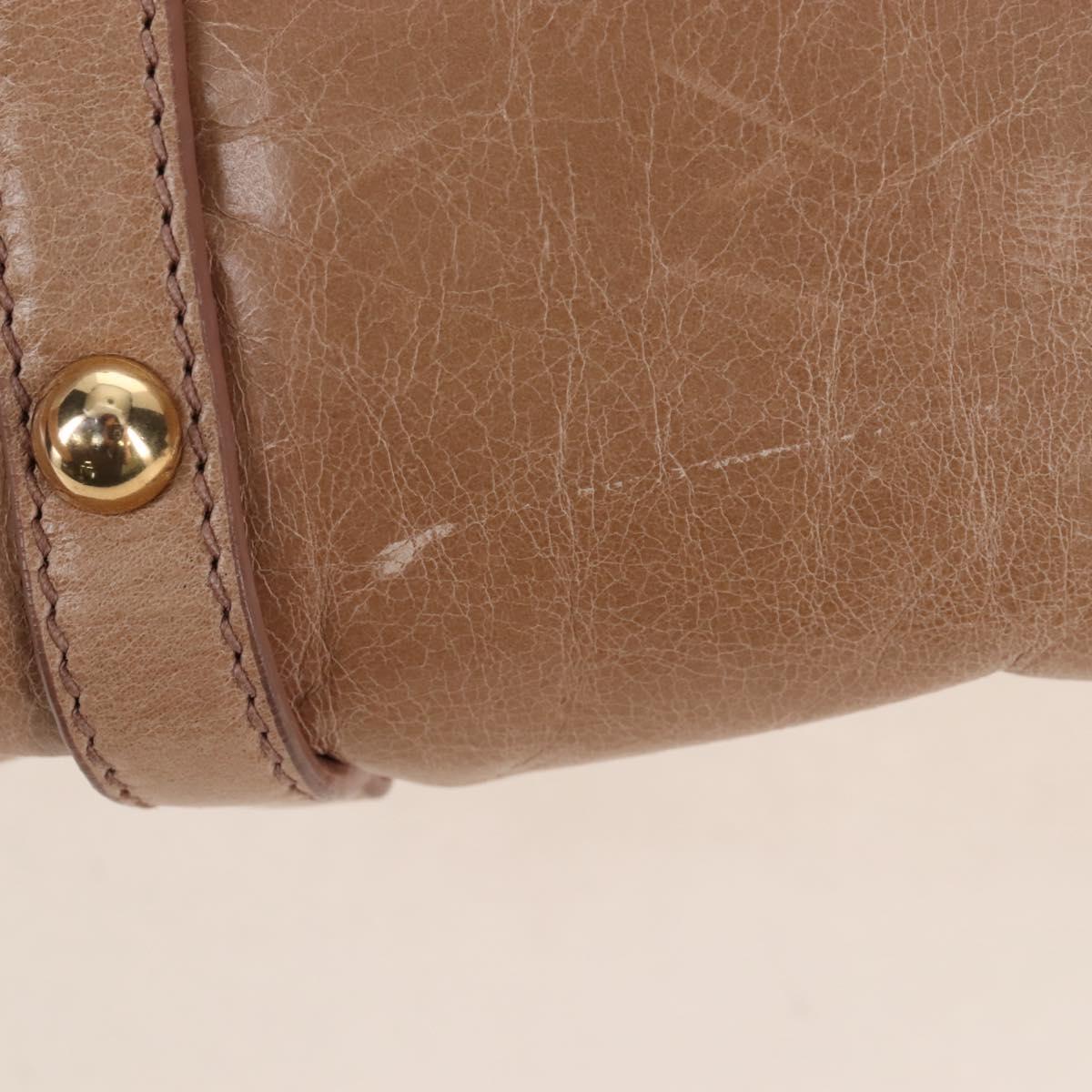 Miu Miu Hand Bag Vitellolux 2way Beige Gold Auth 208045V