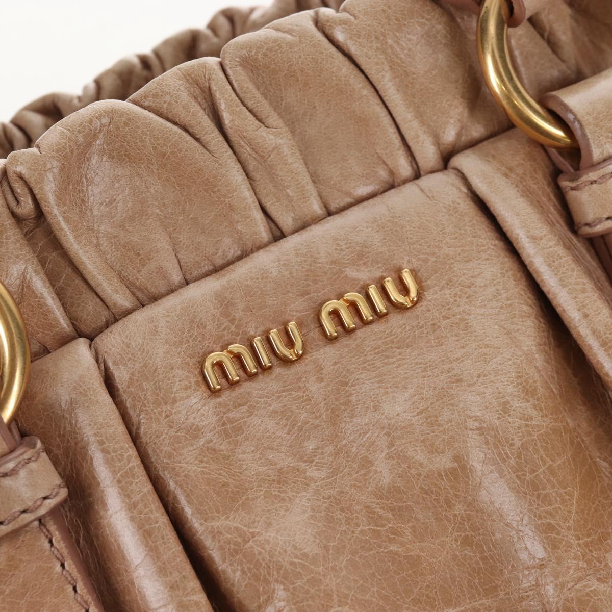 Miu Miu Hand Bag Vitellolux 2way Beige Gold Auth 208045V