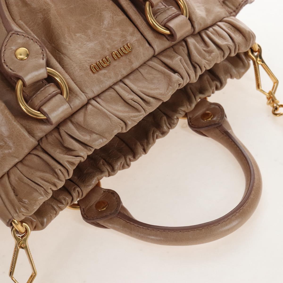 Miu Miu Hand Bag Vitellolux 2way Beige Gold Auth 208045V