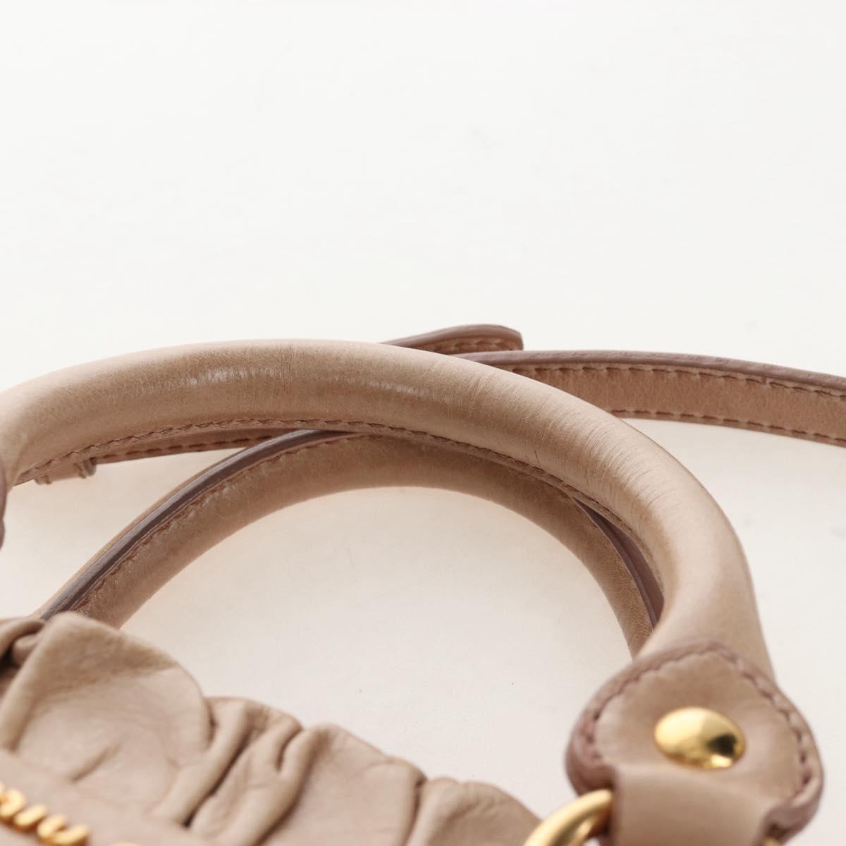 Miu Miu Hand Bag Vitellolux 2way Beige Gold Auth 208045V