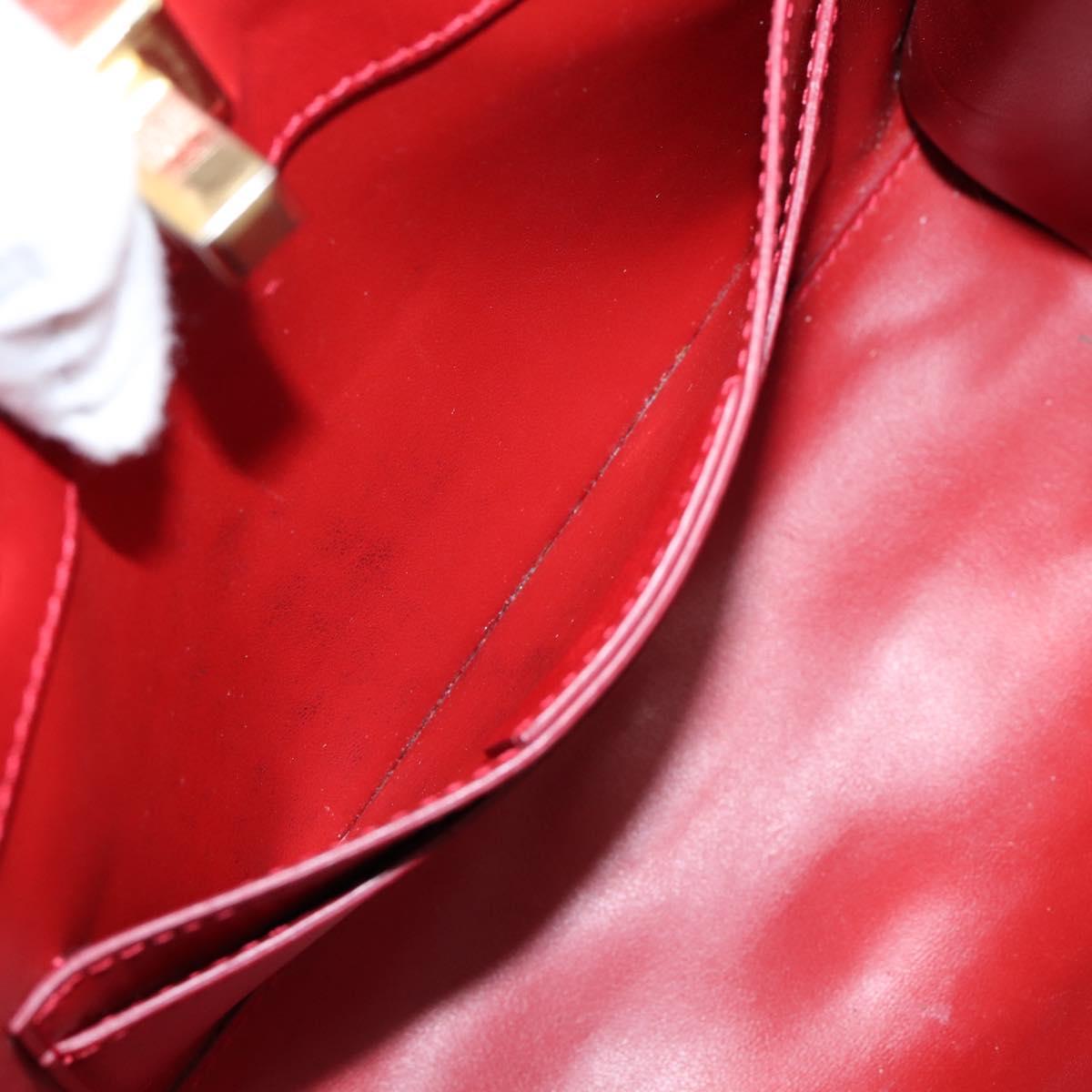 Salvatore Ferragamo Gancini Studio Bag Leather 2way Red Gold Auth 208047A