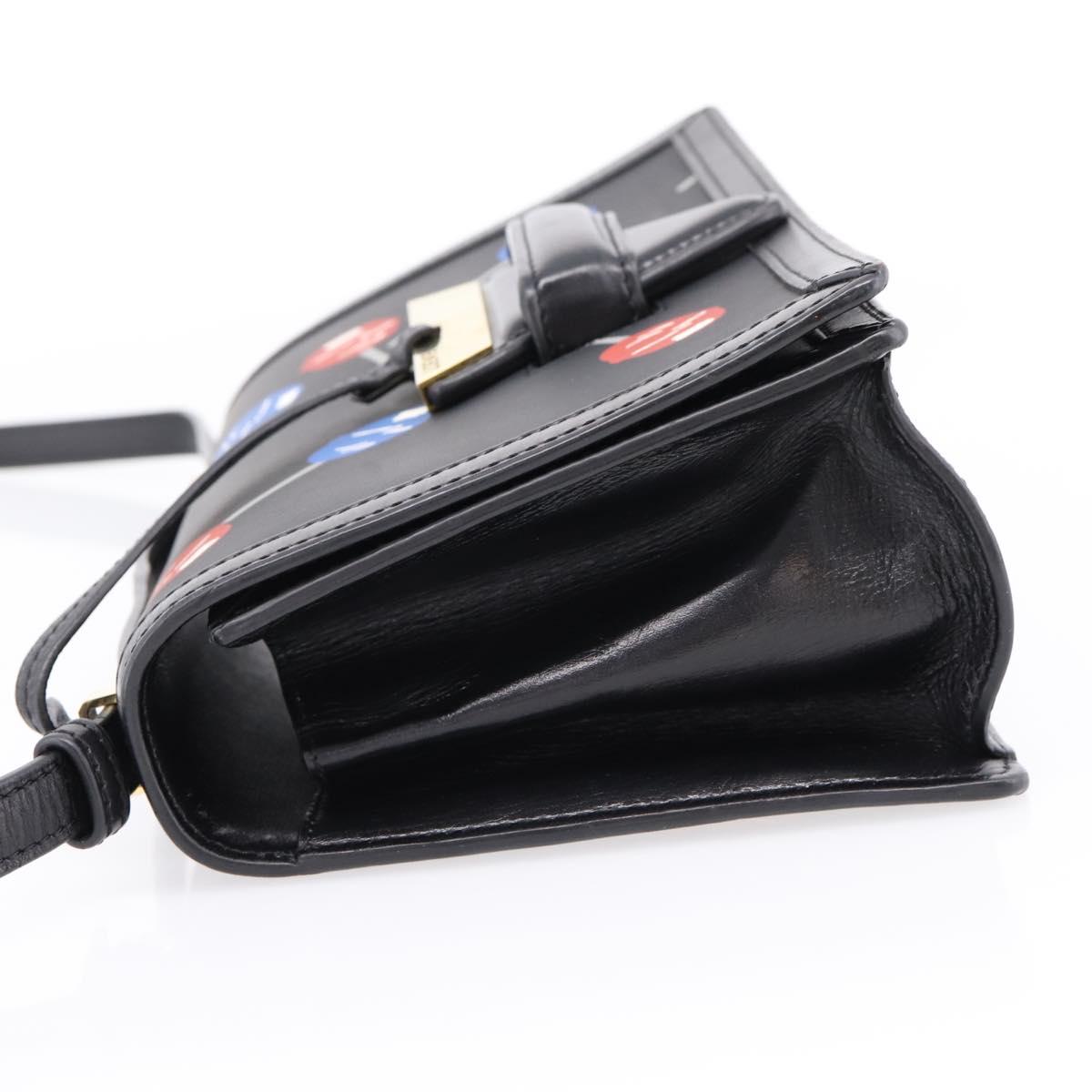 LOEWE Shoulder Bag Leather Black Gold Auth 208050V