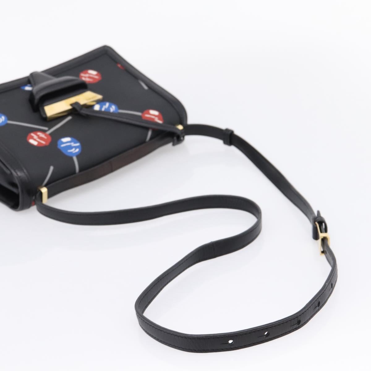 LOEWE Shoulder Bag Leather Black Gold Auth 208050V