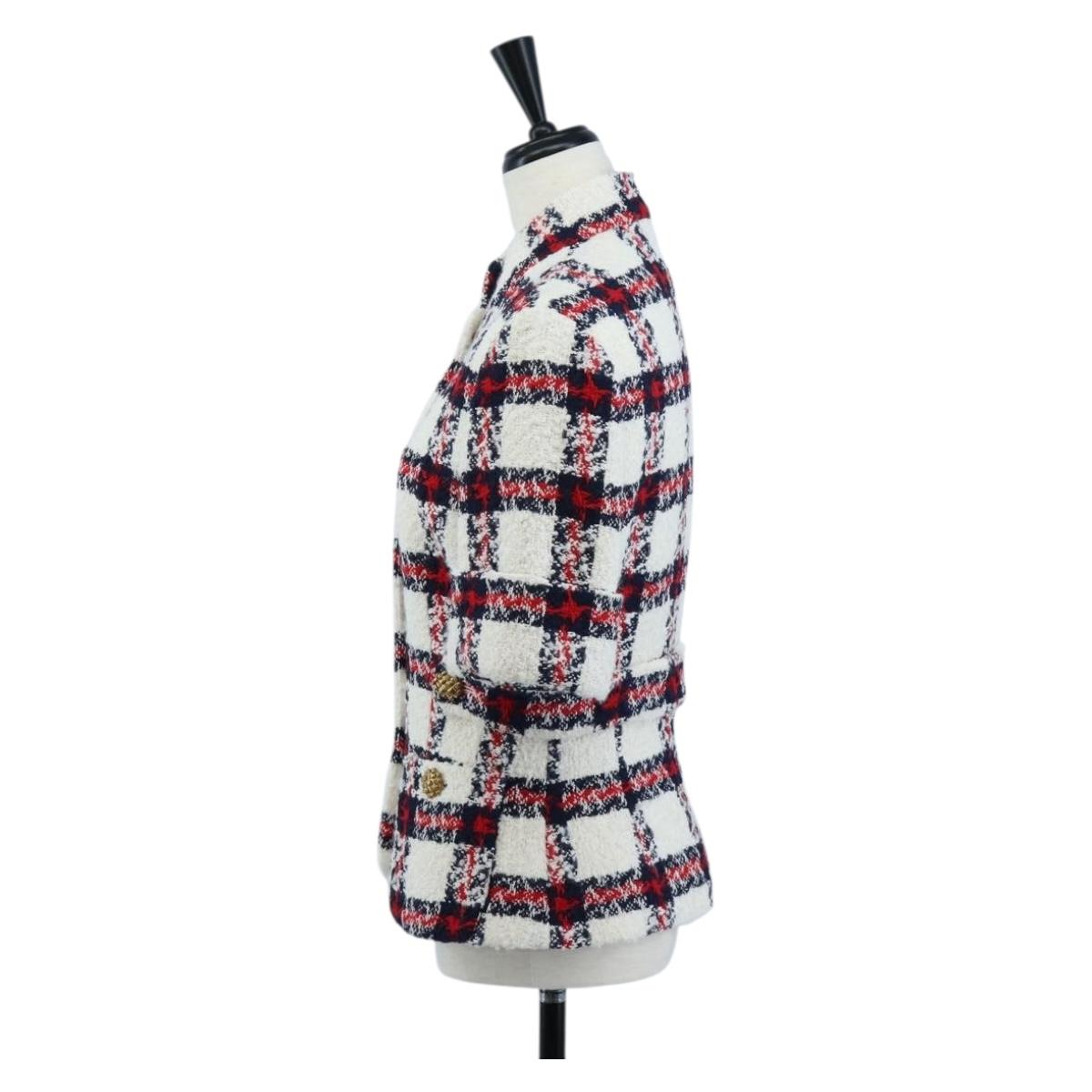 GUCCI Jacket Tweed 38 White Auth 208052M