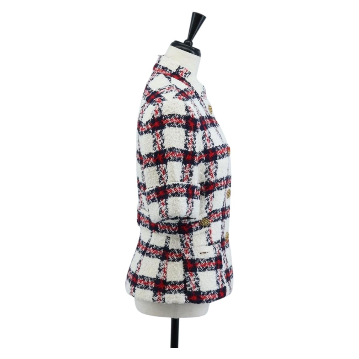 GUCCI Jacket Tweed 38 White Auth 208052M