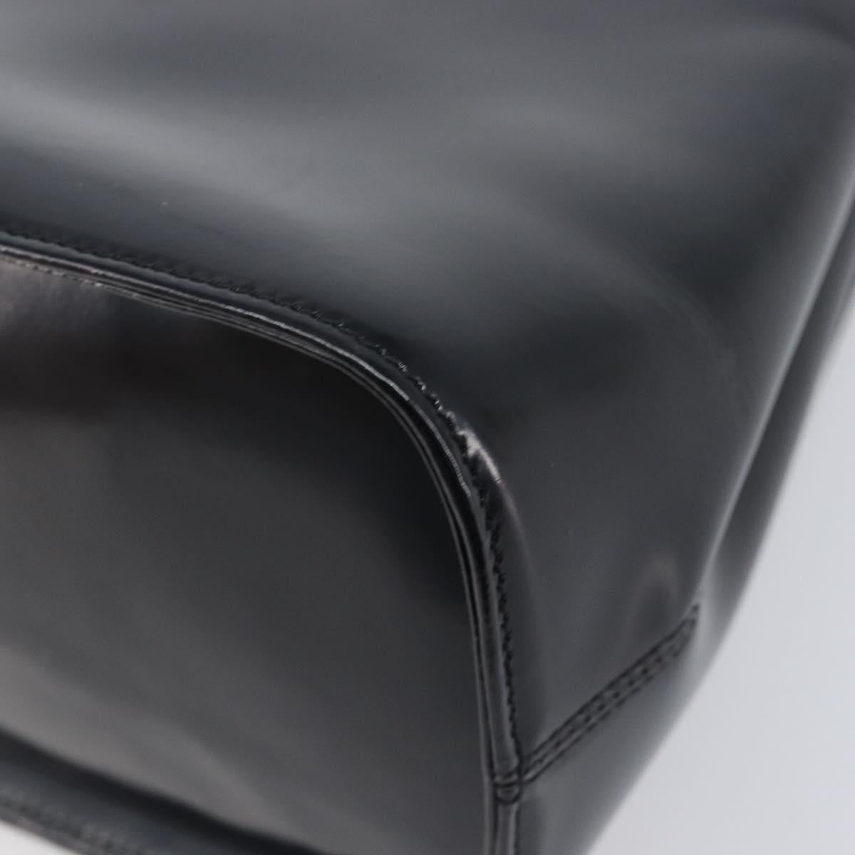 GIVENCHY Hand Bag Leather Black Gold Tone Auth 208062