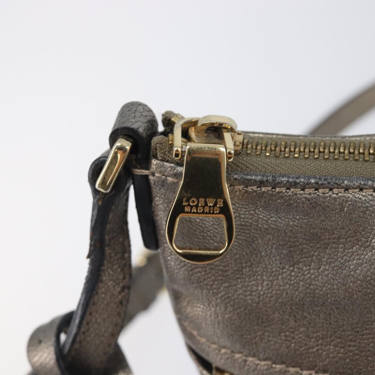 LOEWE Shoulder Bag Leather Gold Auth 208065
