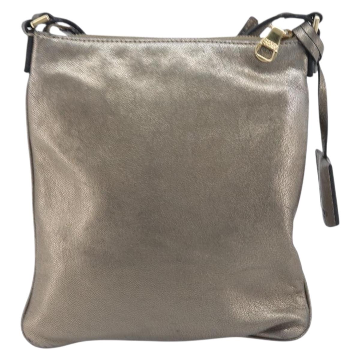 LOEWE Shoulder Bag Leather Gold Auth 208065