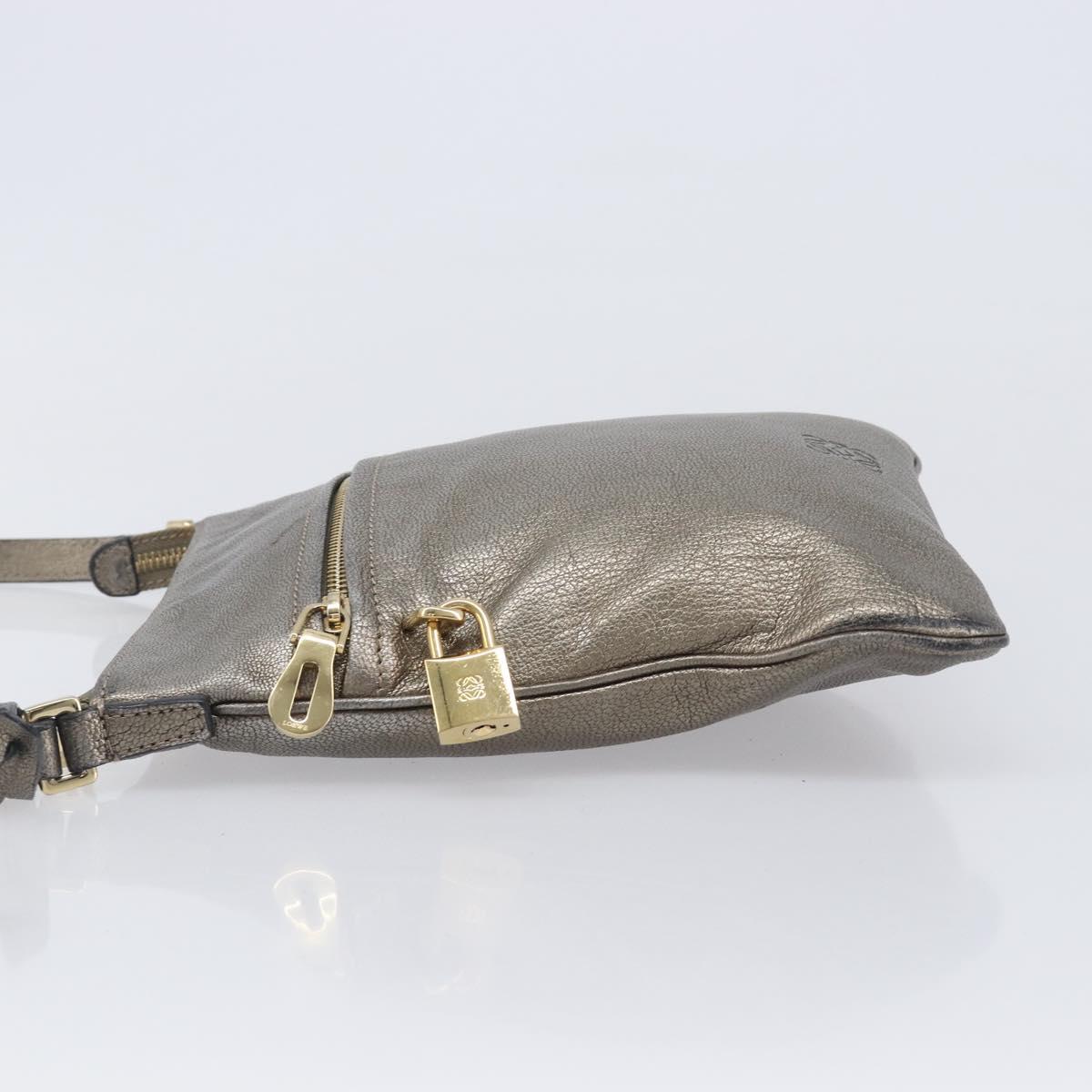 LOEWE Shoulder Bag Leather Gold Auth 208065