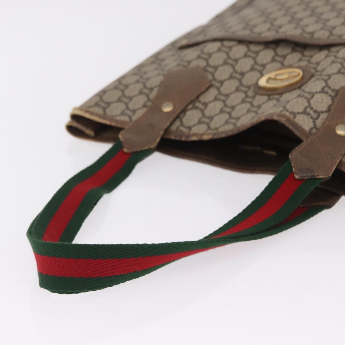 GUCCI PLUS Web Sherry Line Tote Bag PVC Beige Gold Tone Auth 208066