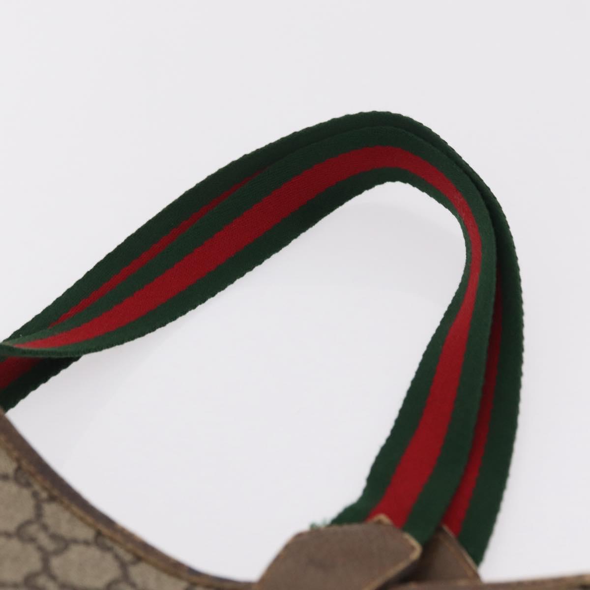 GUCCI PLUS Web Sherry Line Tote Bag PVC Beige Gold Tone Auth 208066