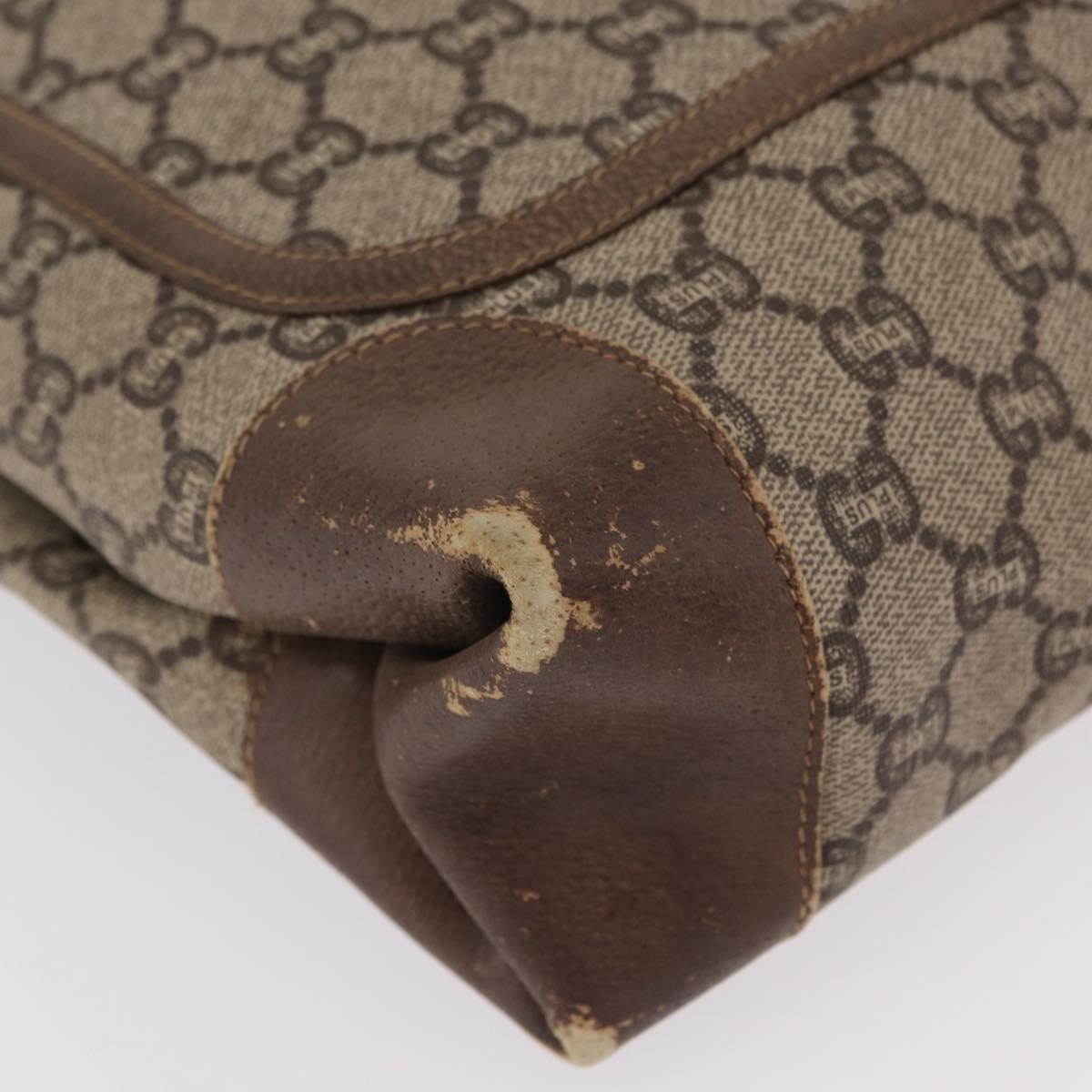 GUCCI PLUS Web Sherry Line Tote Bag PVC Beige Gold Tone Auth 208066