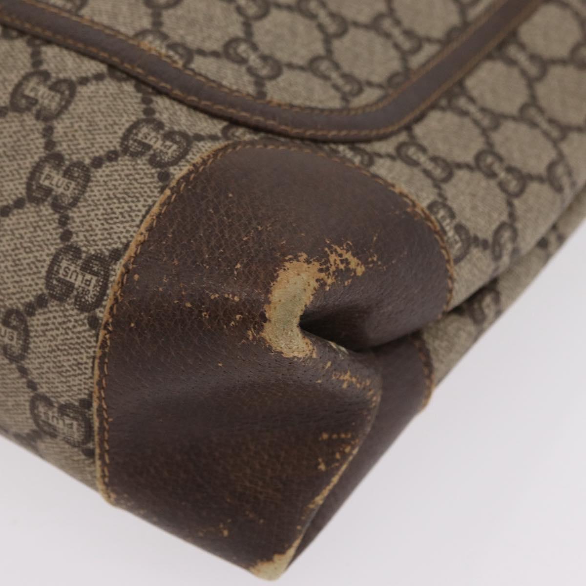 GUCCI PLUS Web Sherry Line Tote Bag PVC Beige Gold Tone Auth 208066