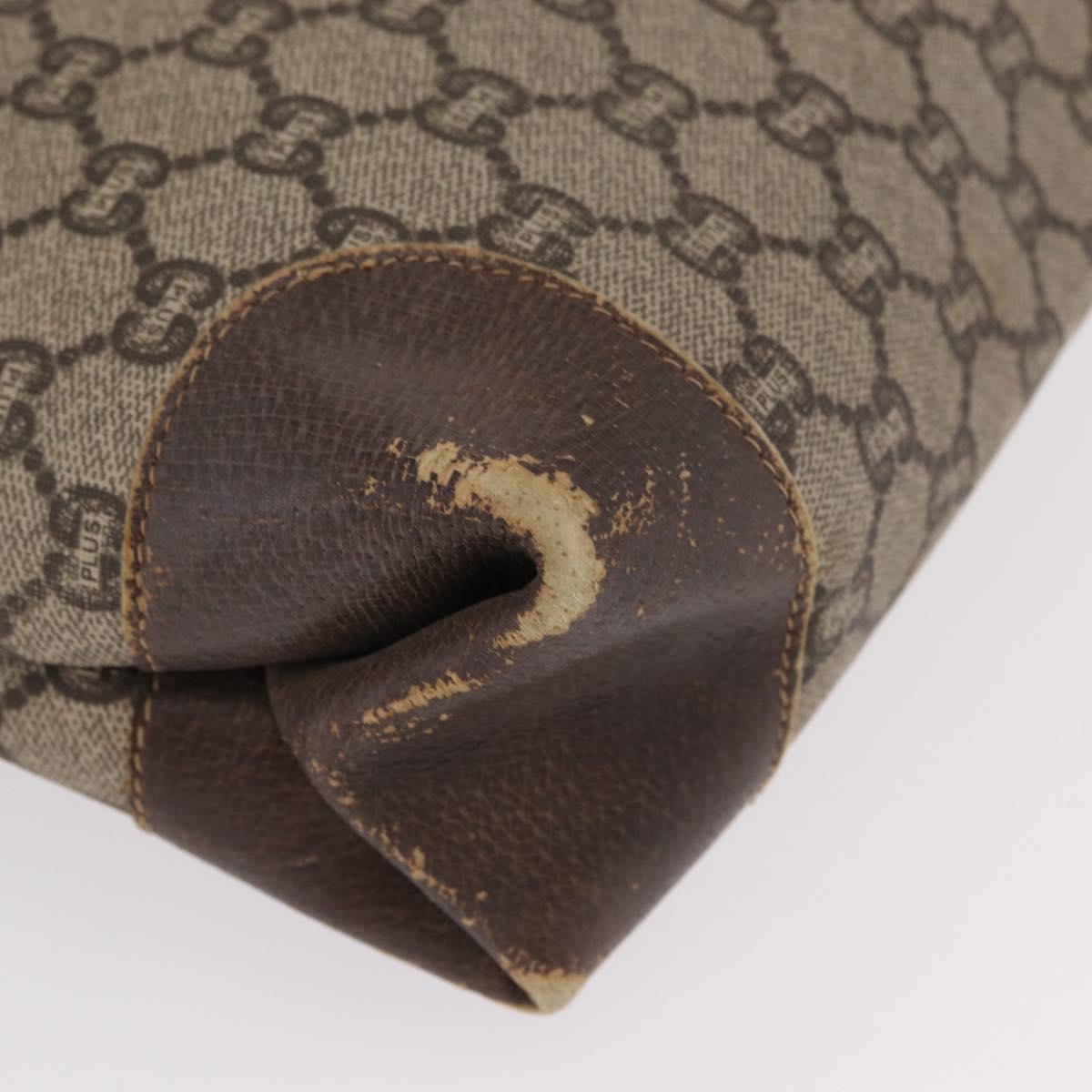 GUCCI PLUS Web Sherry Line Tote Bag PVC Beige Gold Tone Auth 208066