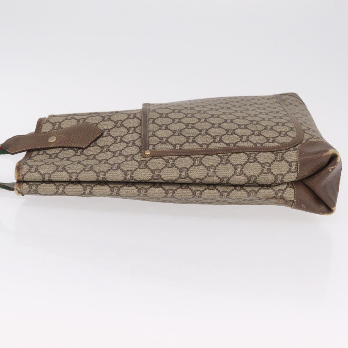 GUCCI PLUS Web Sherry Line Tote Bag PVC Beige Gold Tone Auth 208066