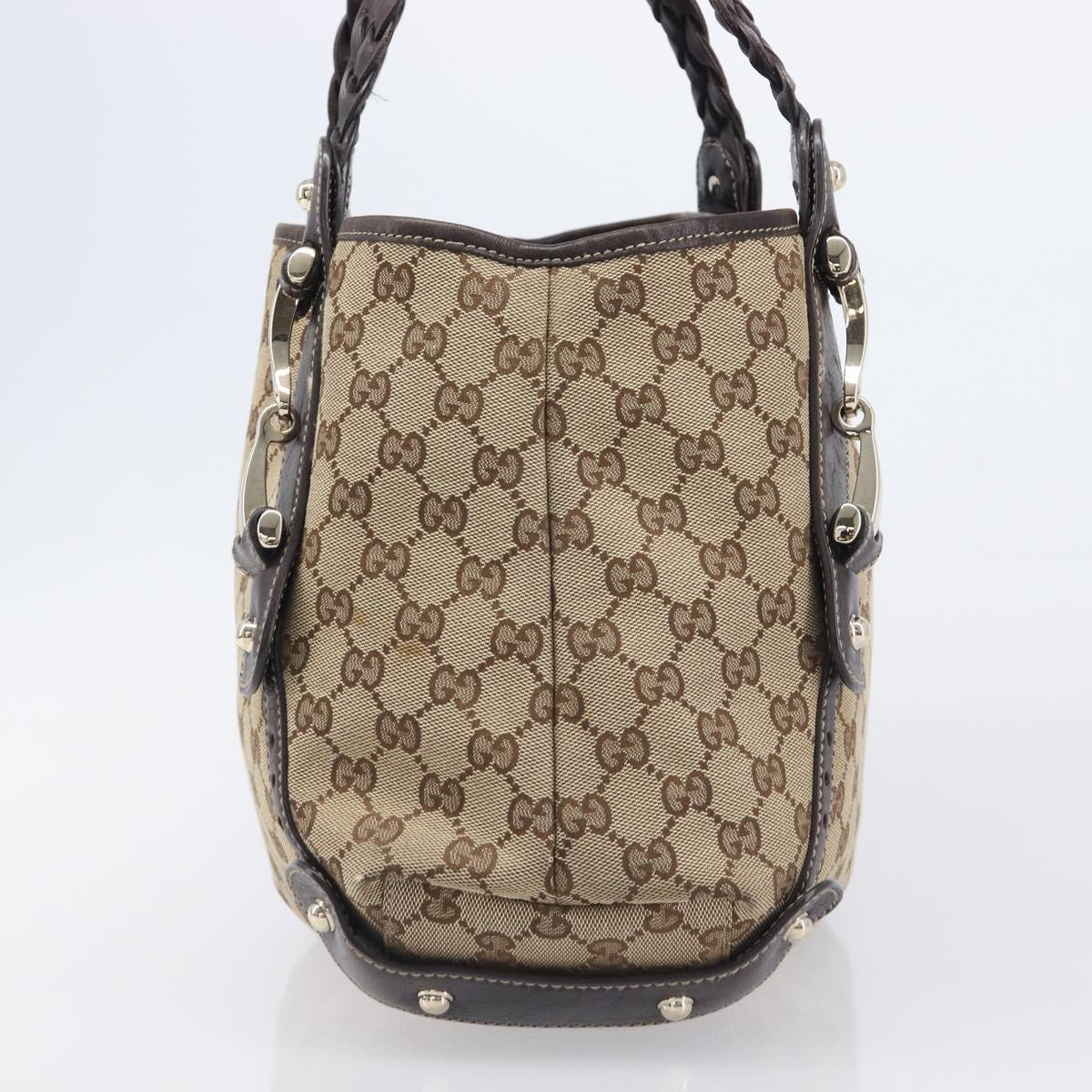 GUCCI GG Canvas Tote Bag Beige Gold Tone 162900 Auth 208067V