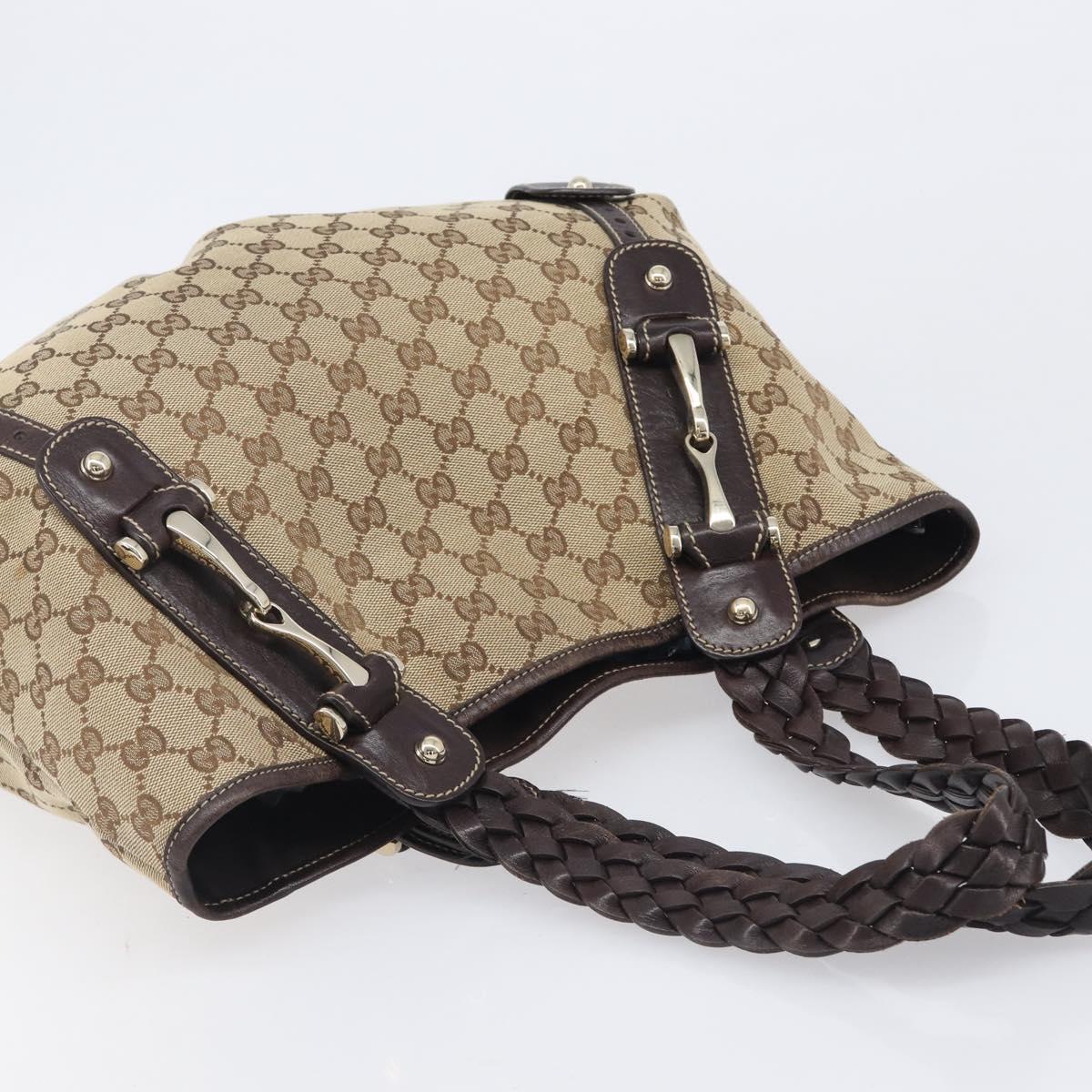 GUCCI GG Canvas Tote Bag Beige Gold Tone 162900 Auth 208067V