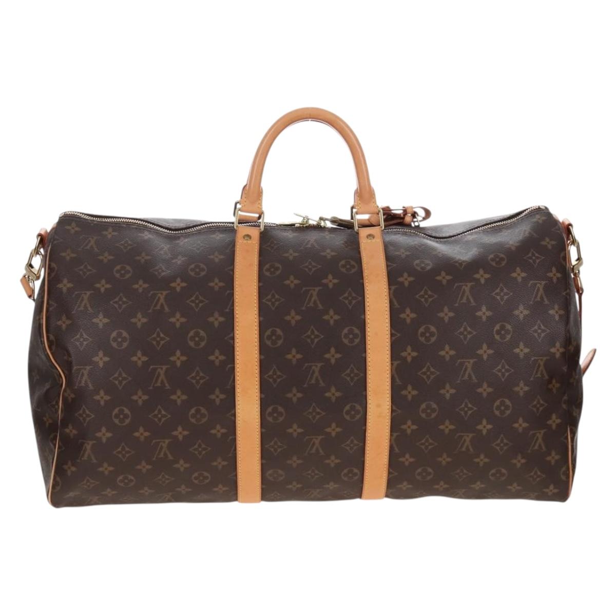 LOUIS VUITTON Monogram Keepall Bandouliere 55 Boston Bag M41414 LV Auth 208070V