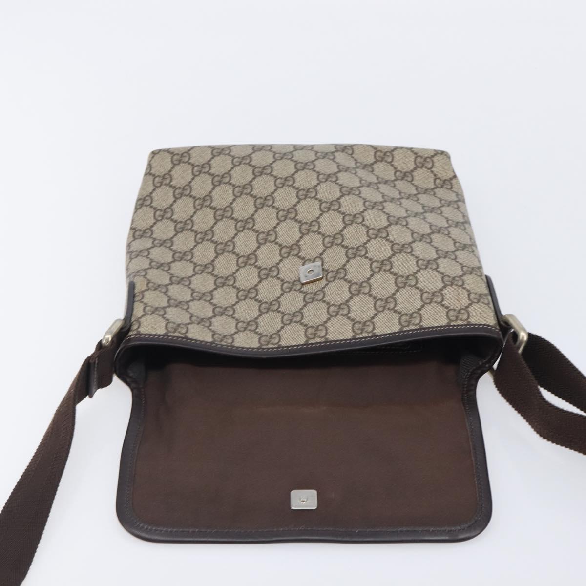 GUCCI GG Supreme Shoulder Bag PVC Beige Gold Tone 223666 Auth 208071V