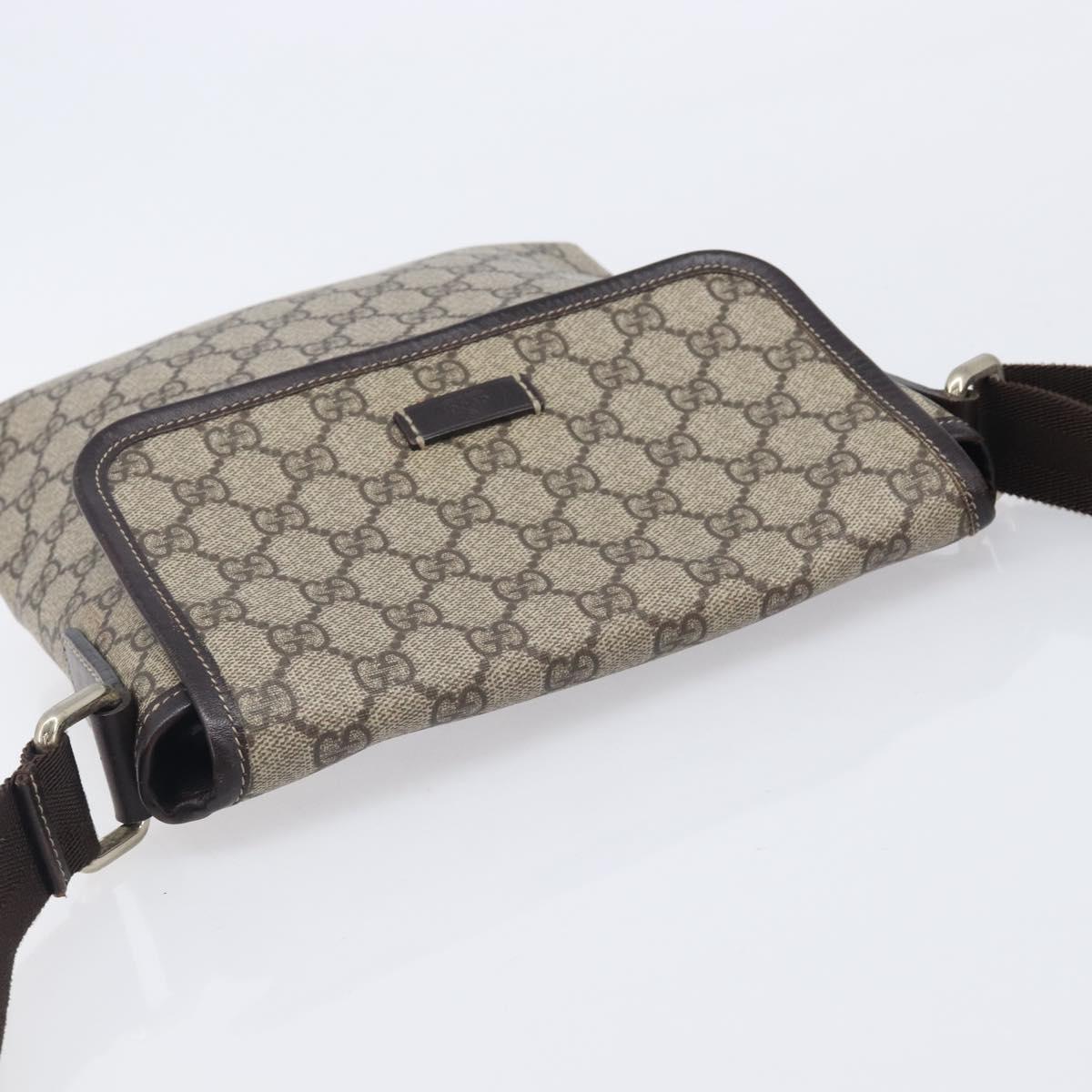 GUCCI GG Supreme Shoulder Bag PVC Beige Gold Tone 223666 Auth 208071V