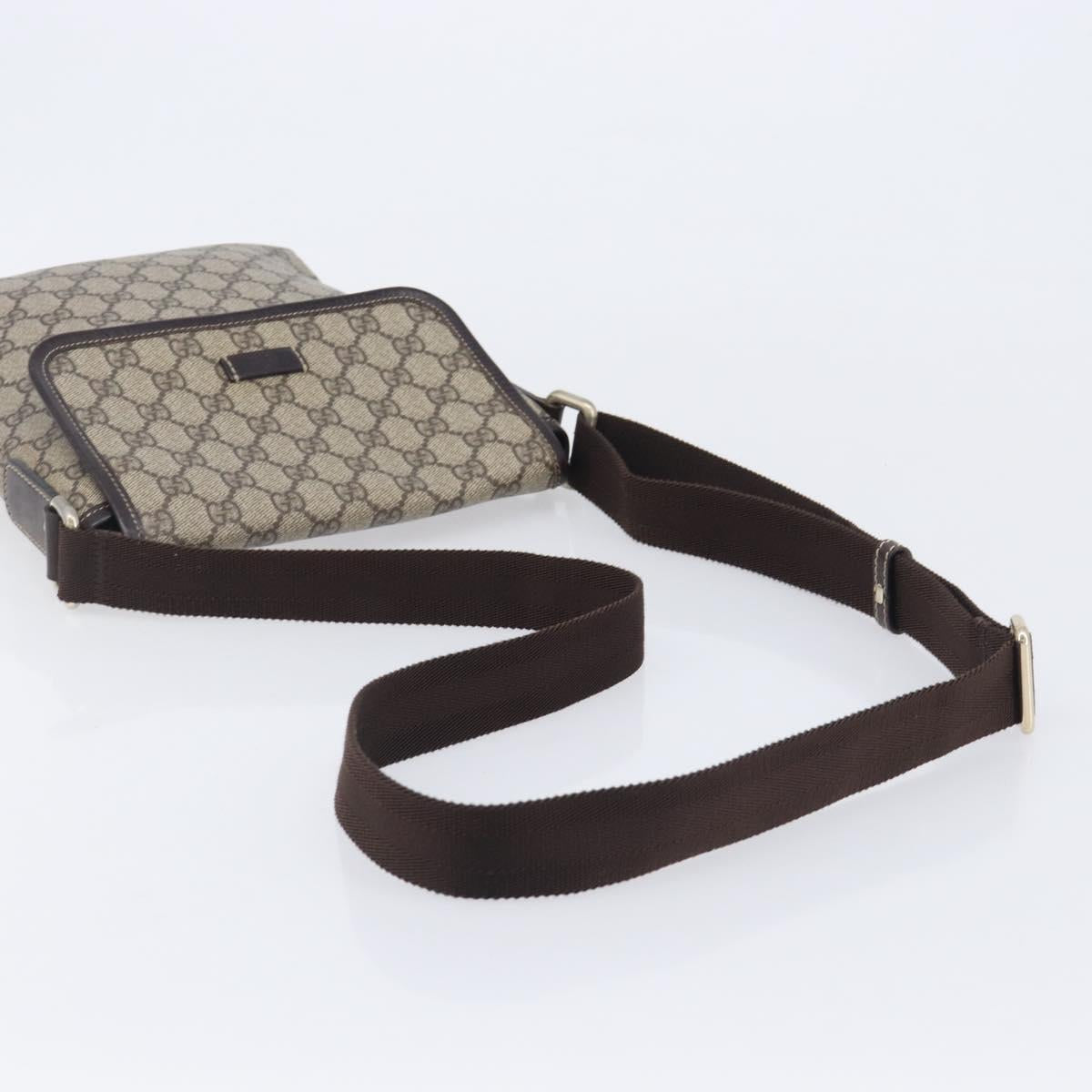 GUCCI GG Supreme Shoulder Bag PVC Beige Gold Tone 223666 Auth 208071V