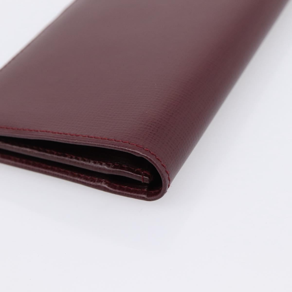 Cartier Long Wallet Leather Bordeaux Gold Auth 208075V