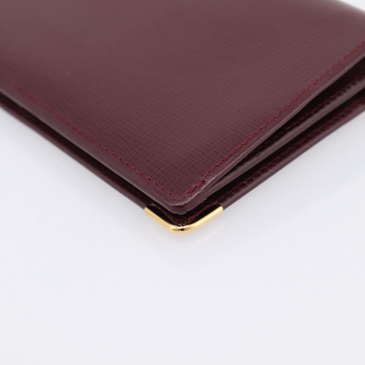 Cartier Long Wallet Leather Bordeaux Gold Auth 208075V