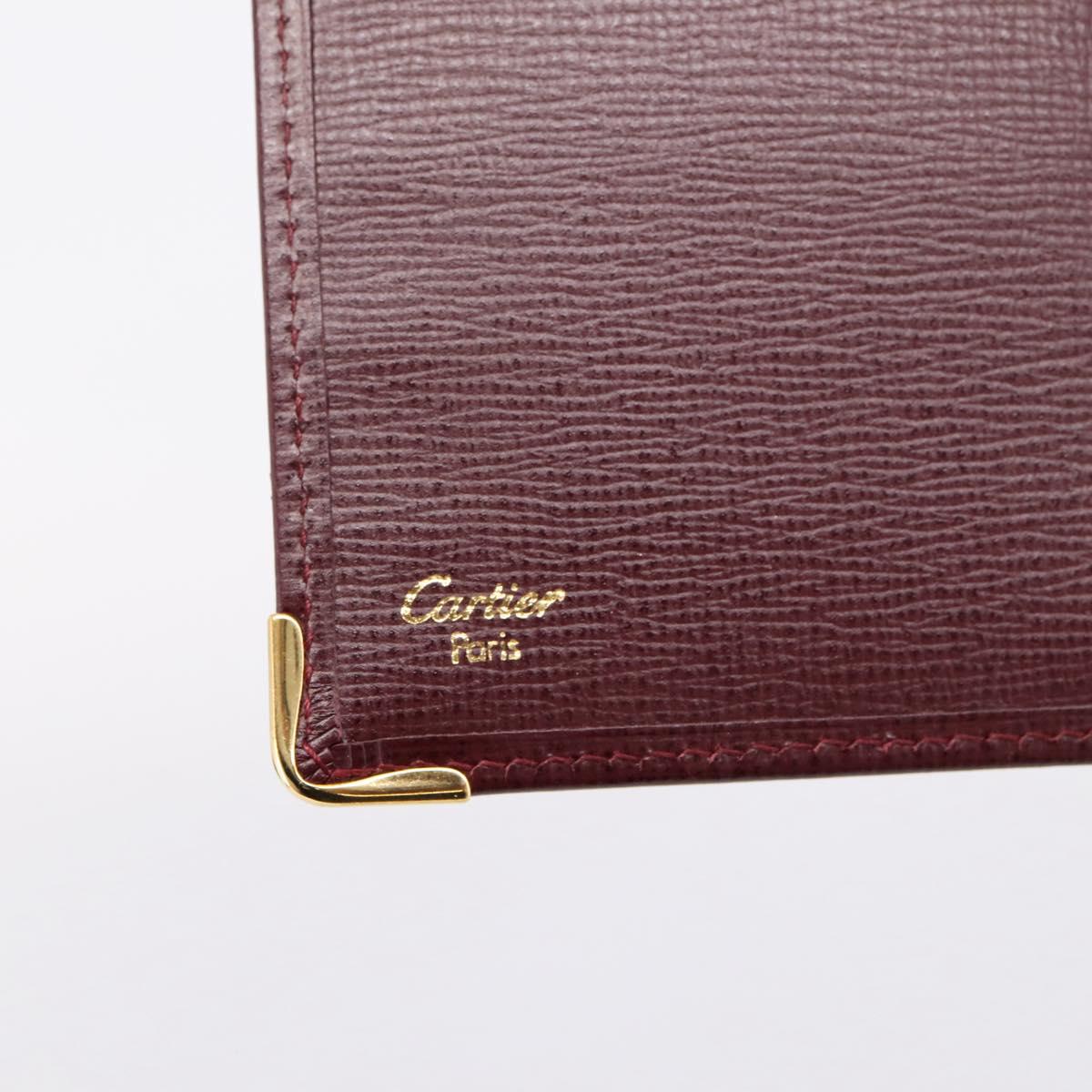 Cartier Long Wallet Leather Bordeaux Gold Auth 208075V