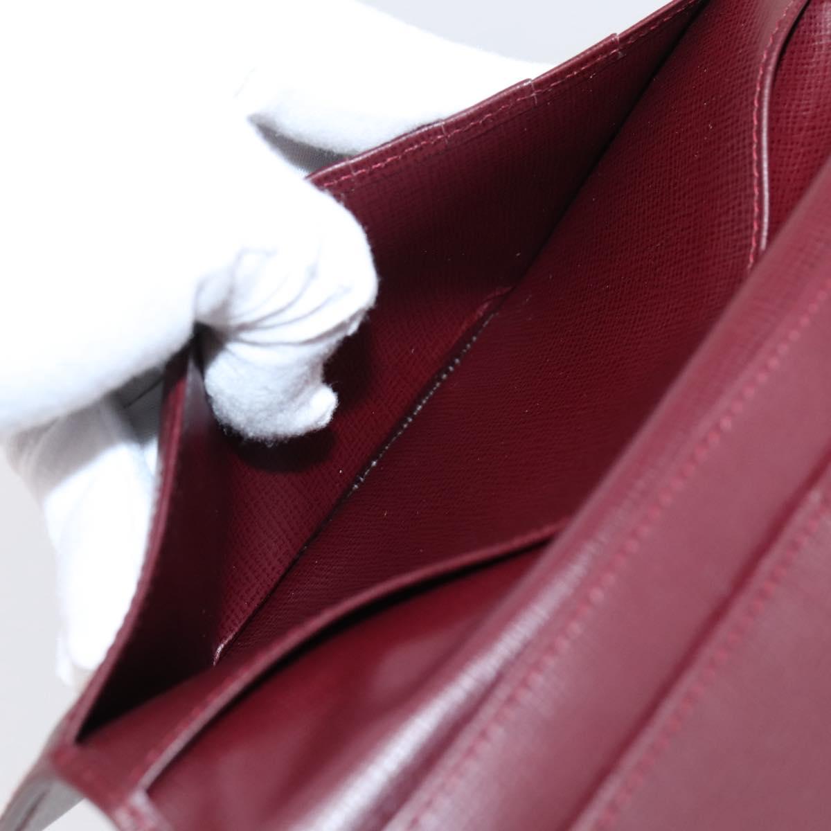 Cartier Long Wallet Leather Bordeaux Gold Auth 208075V