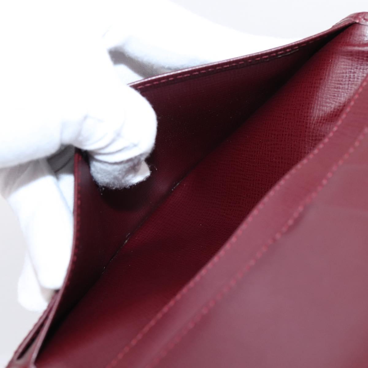 Cartier Long Wallet Leather Bordeaux Gold Auth 208075V
