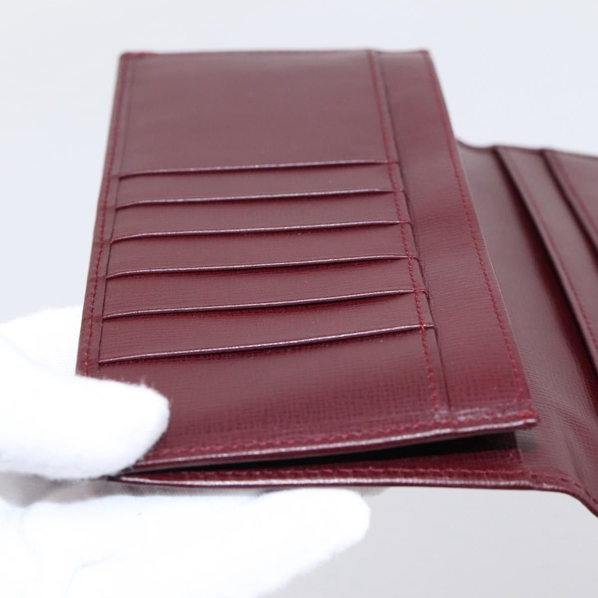 Cartier Long Wallet Leather Bordeaux Gold Auth 208075V