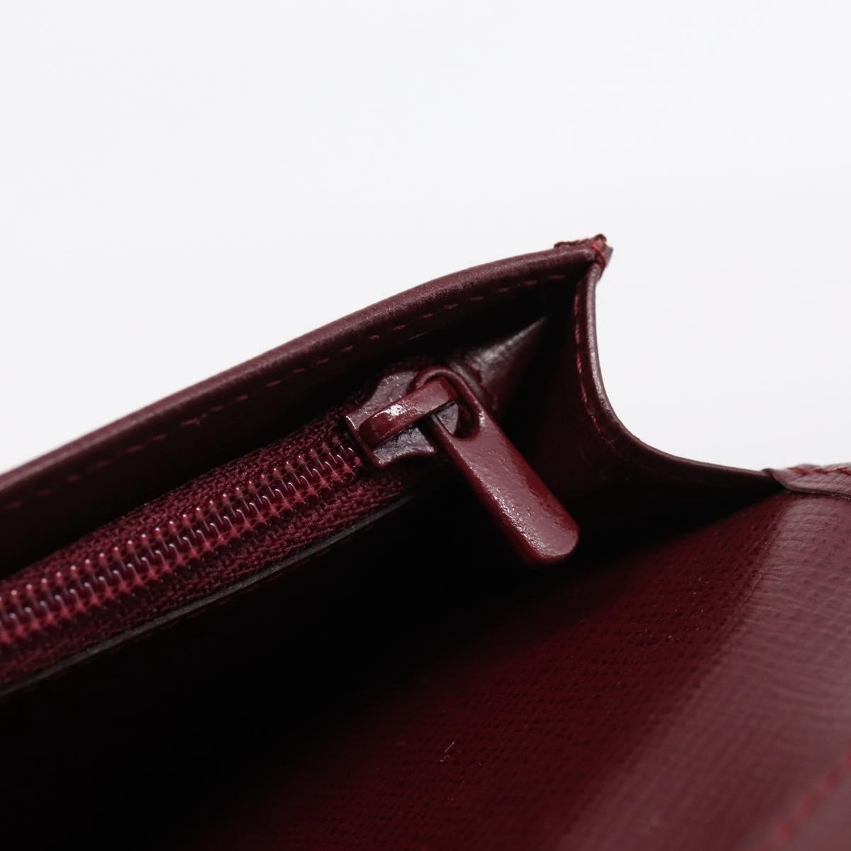 Cartier Long Wallet Leather Bordeaux Gold Auth 208075V