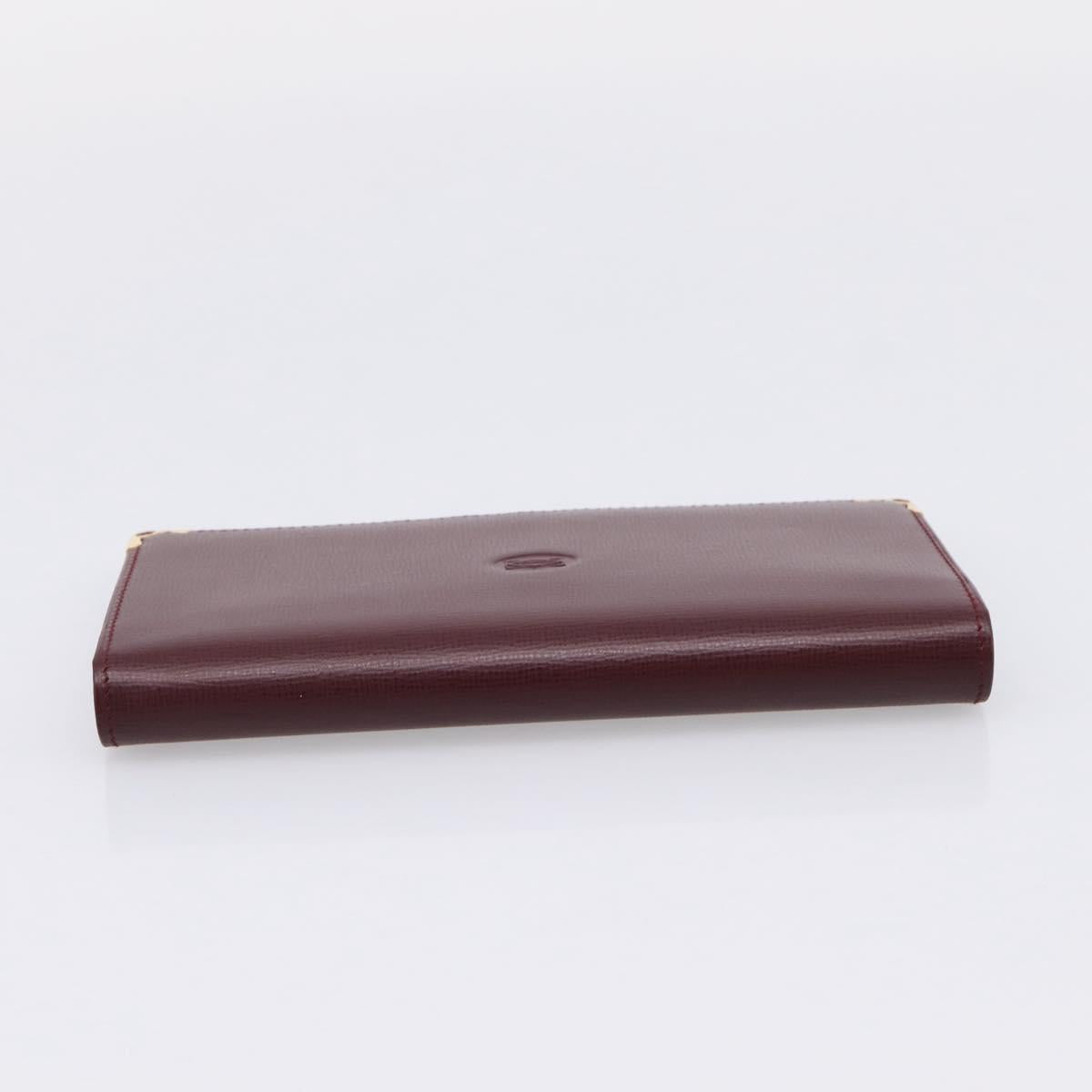 Cartier Long Wallet Leather Bordeaux Gold Auth 208075V