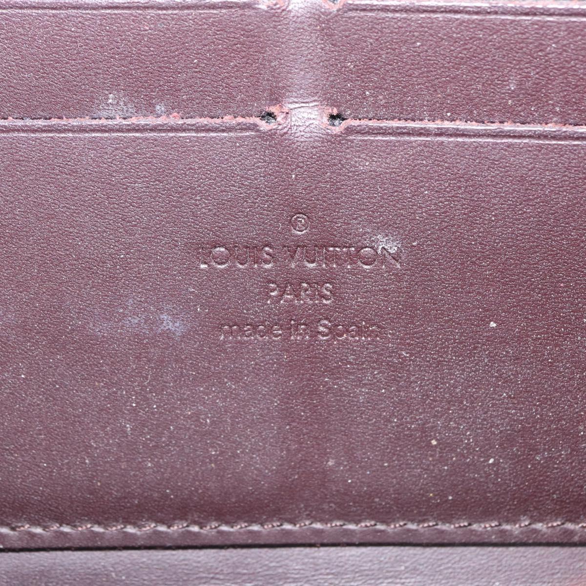 LOUIS VUITTON Monogram Vernis Zippy Wallet Amarante M93522 LV Auth 208076