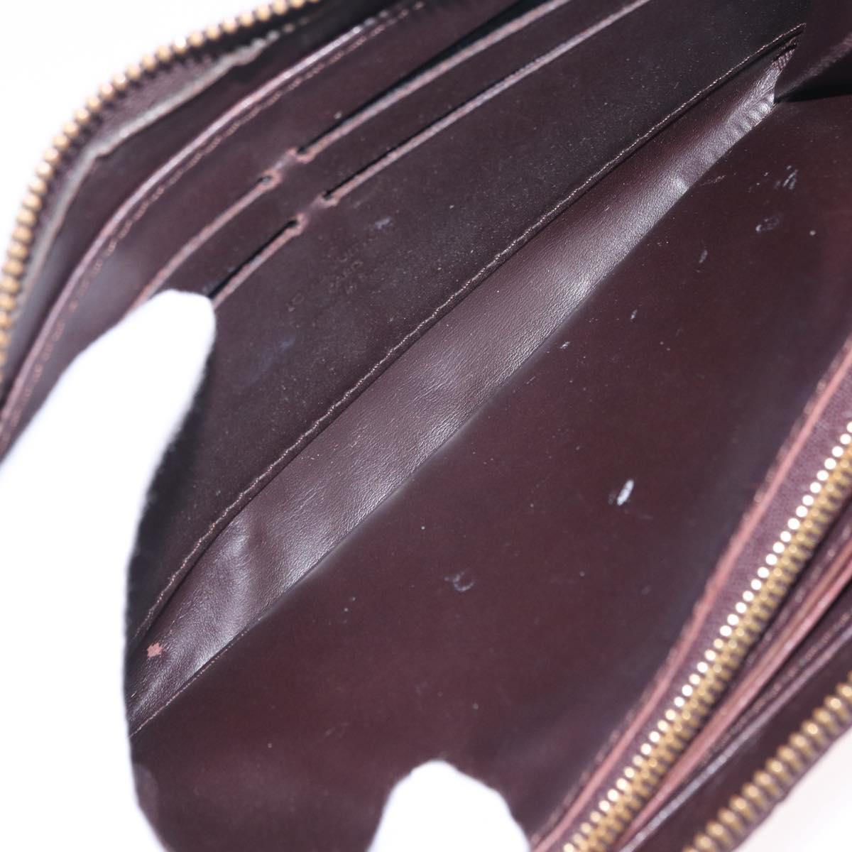 LOUIS VUITTON Monogram Vernis Zippy Wallet Amarante M93522 LV Auth 208076