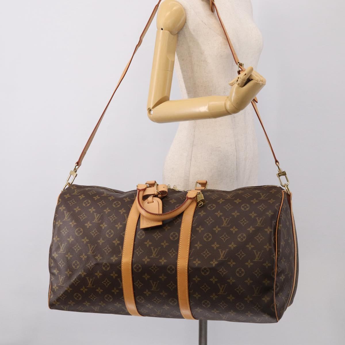 LOUIS VUITTON Monogram Keepall Bandouliere 55 Boston Bag M41414 LV Auth 208077V