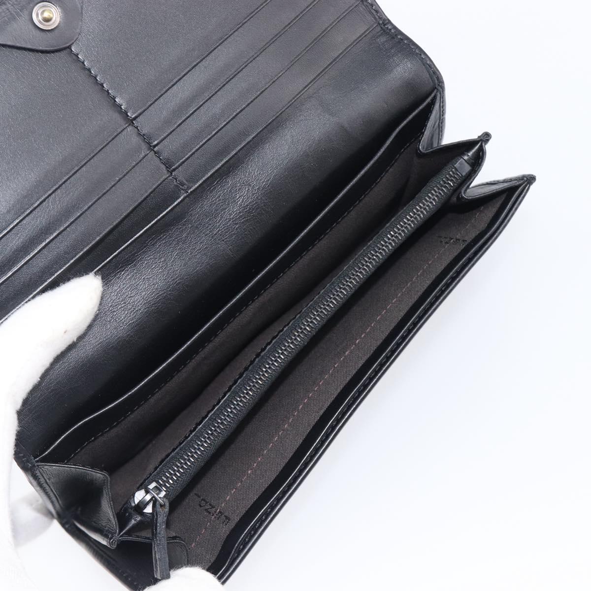 FENDI Zucchino Canvas Long Wallet Black Silver Auth 208086V