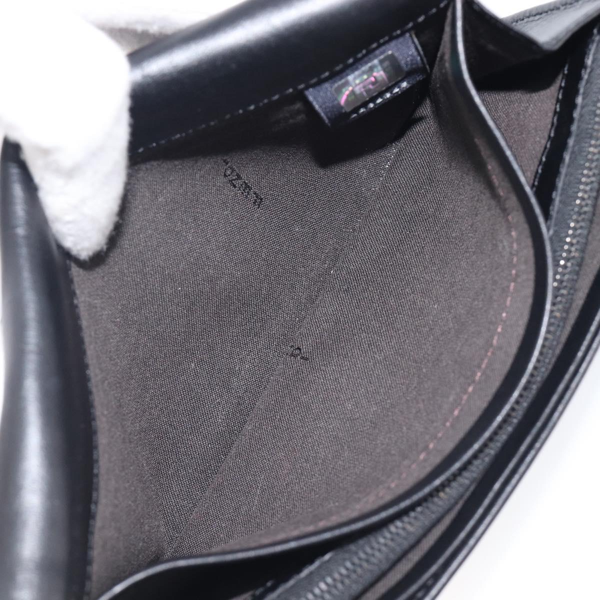 FENDI Zucchino Canvas Long Wallet Black Silver Auth 208086V