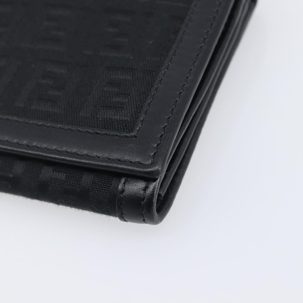 FENDI Zucchino Canvas Long Wallet Black Silver Auth 208086V