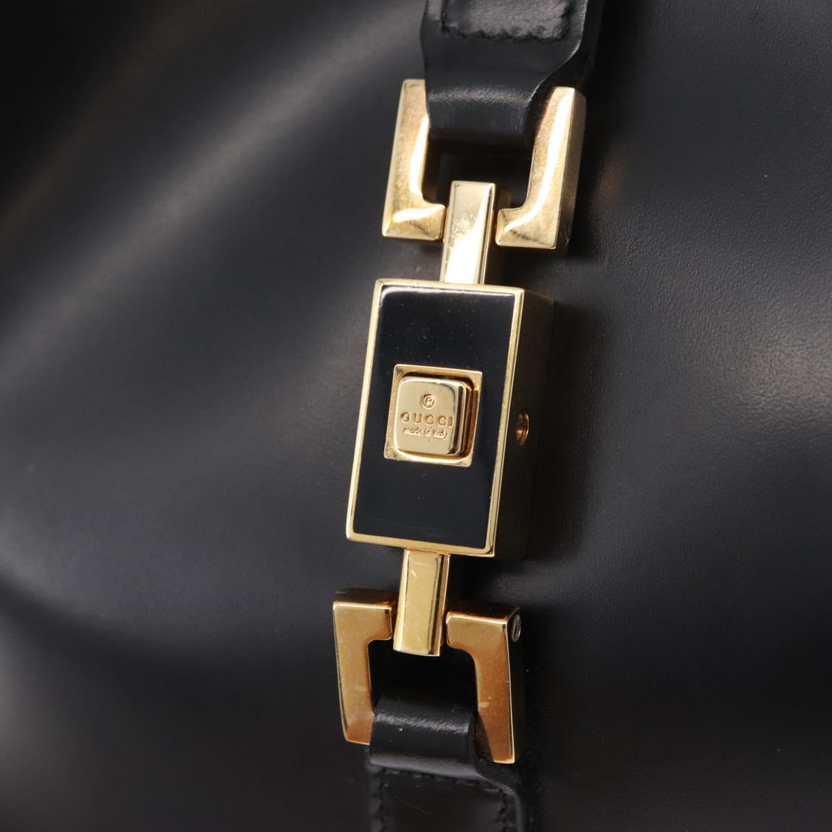GUCCI Jackie Shoulder Bag Leather Black Gold Tone 001 3735 Auth 208088V