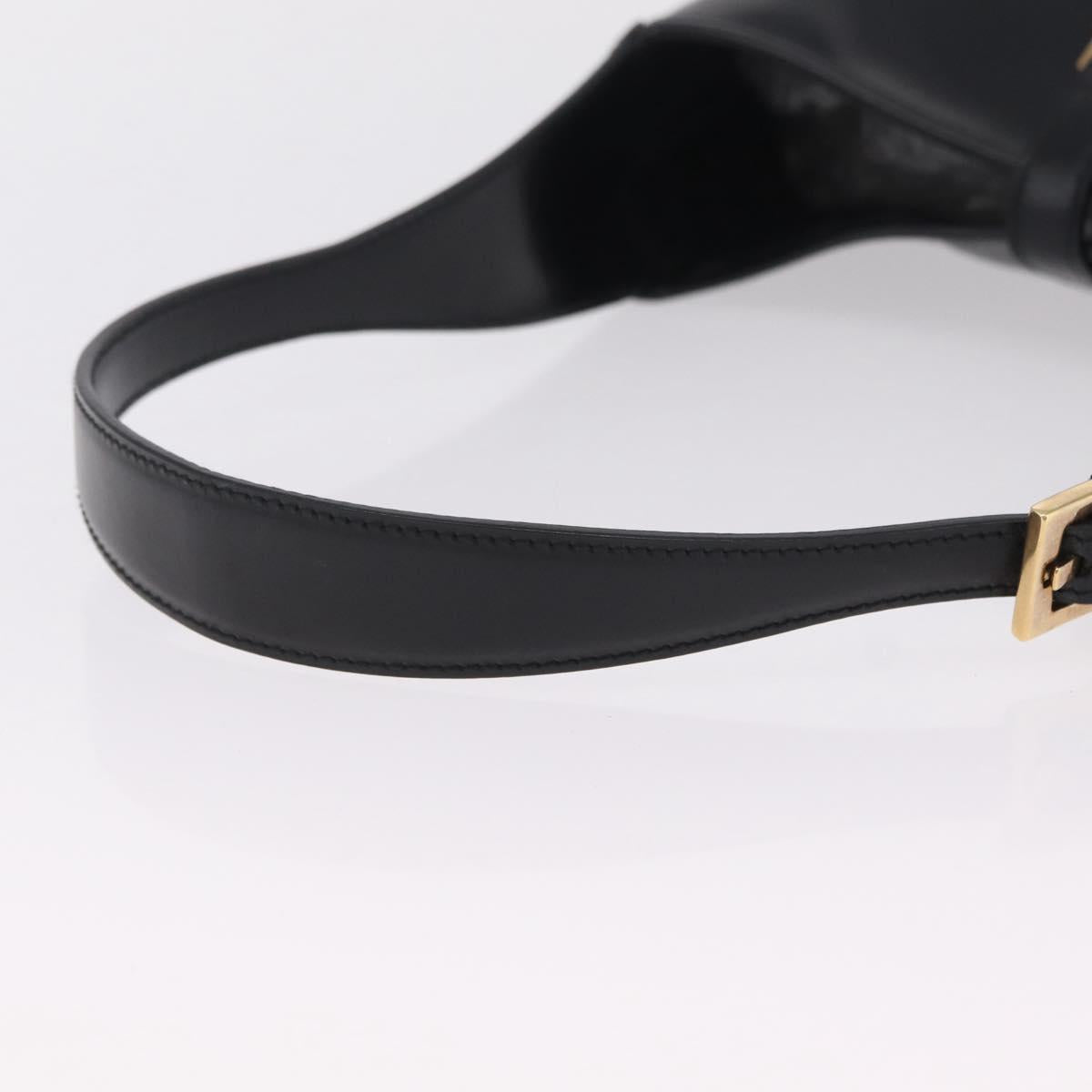 GUCCI Jackie Shoulder Bag Leather Black Gold Tone 001 3735 Auth 208088V
